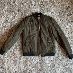 Zara Nylon Bomber Jacket in Olive Green Khaki